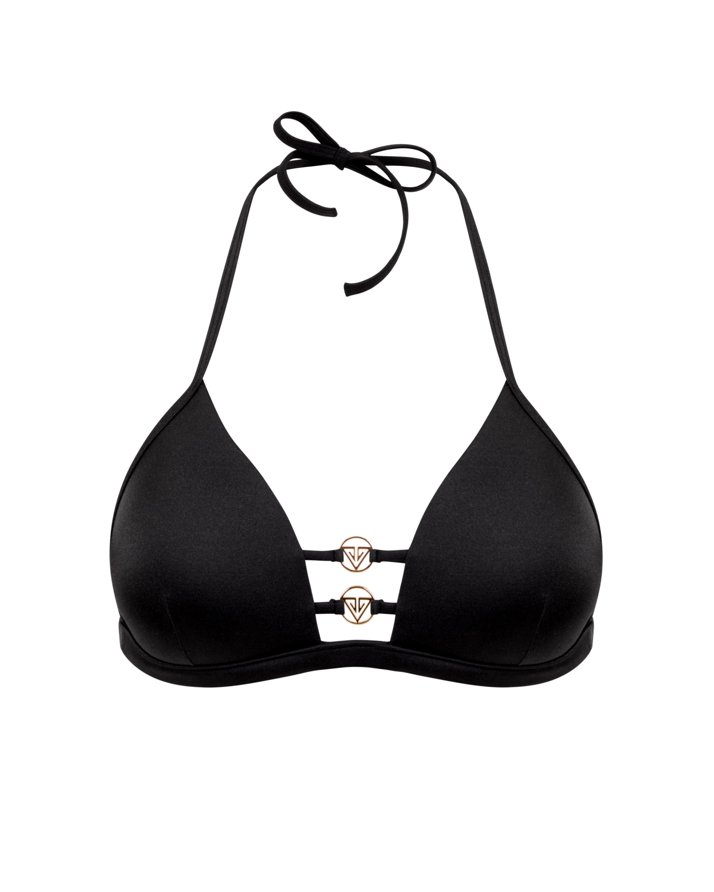 Black Push Up Triangle Bikini Top With Golden Logo Xl Vivienvance